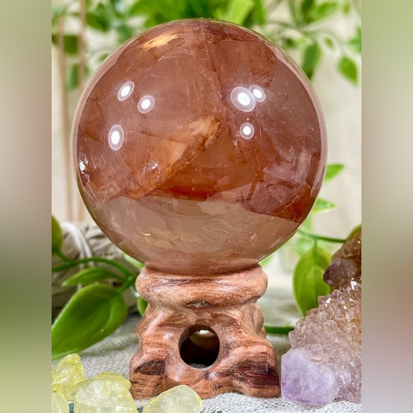 1658 Hematoid Fire Quartz Crystal Sphere - Picture 6 of 14